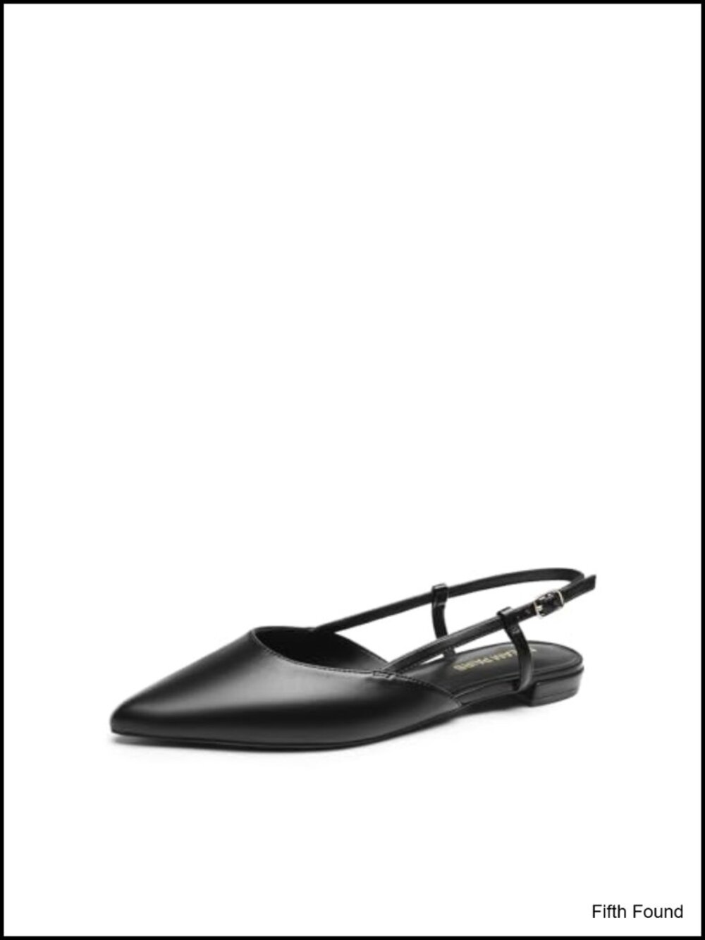 Pointed Toe Slingback Flats Faux Leather Adjustable Strap